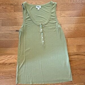 Pulse Olive Green Henley Tank Top